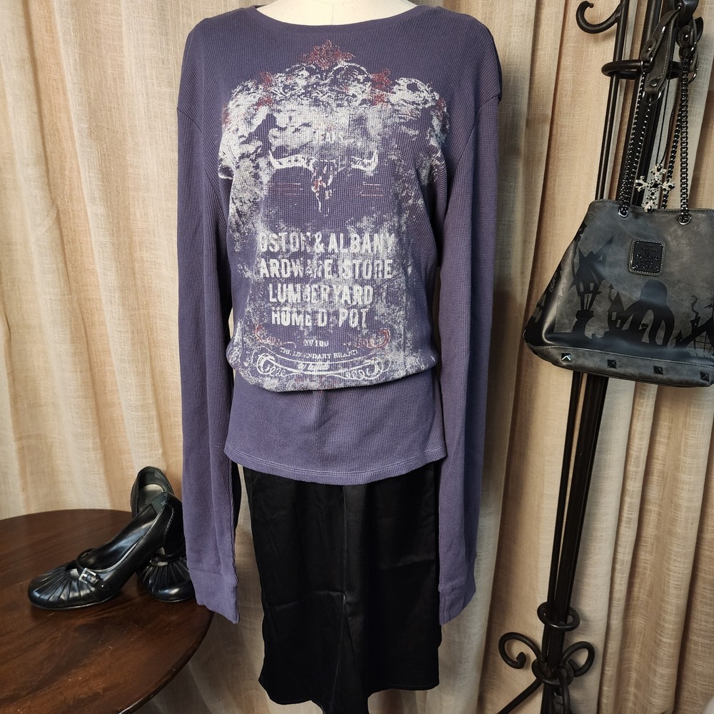Buffalo Jeans Y2K Purple Thermal Graphic Long Sleeve XXL Grunge